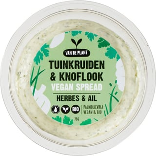 Van De Plant Vegan Spread Kruiden Knoflook 75g