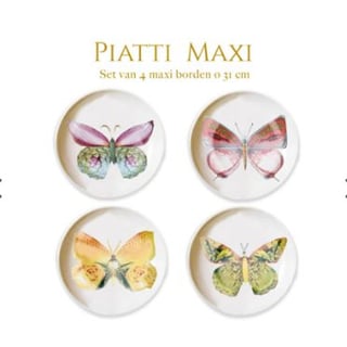 Farfalla - Piatti Maxi- Set Van 4 Maxi Borden