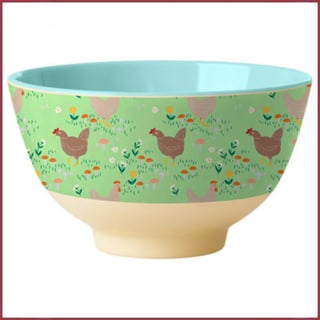 Rice Rice Melamine Kom Hen Print - Two Tone Small