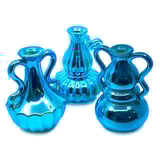 Vaasje Jada Metallic Blauw 18cm in 3 Vormen