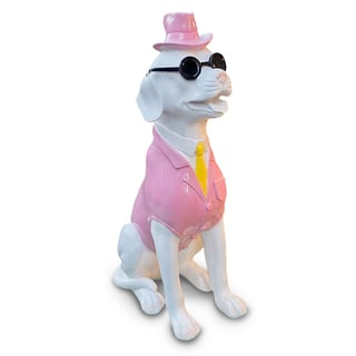 Beeld Mr Dog Roze Wit Large 60cm