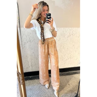 Light Brown, Cream Printed summer pants