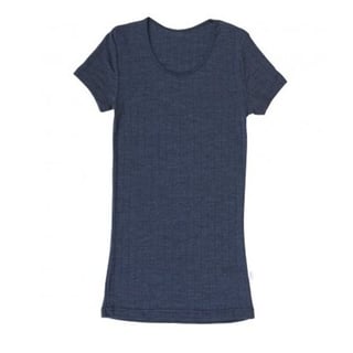 Emily, Wol/zijde T-Shirt Korte Mouw, Blauw
