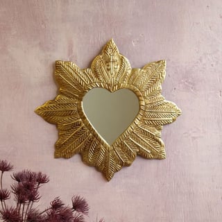Spiegeltje Hart Royal Veren Antiek Goud 27x35cm