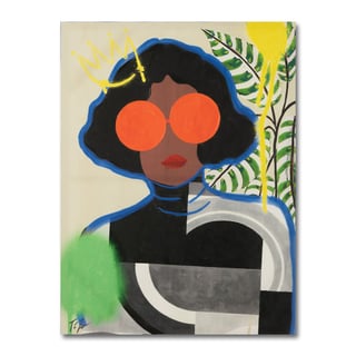 Schilderij Lady with Orange Sunglasses Op Canvas 75x100cm