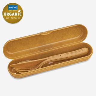 Bestek set to go - met logo mogelijk - Geel