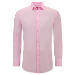 Linnen Overhemd Heren - Regular Fit - Casual Blanco - Roze