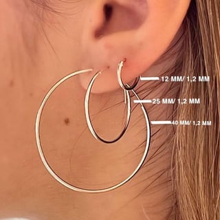 Silver Hoop Earrings 40 MM 1,2MM - Sterling Silver / Silver Hoops / 40 MM 1,2 MM
