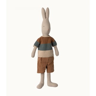 Maileg Rabbit Size 4, Classic - Knitted Shirt & Shorts