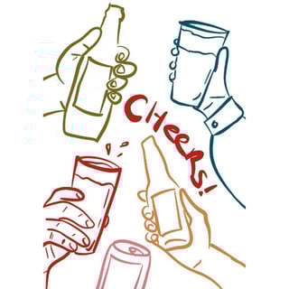 Context Cards Gevouwen Kaart- La Vie Est Belle Cheers Flesjes