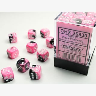 Dice 36xD6 Gemini Black-Pink/white