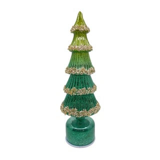 Kerstboompje Met LED-Lampjes Groen Glas 11x36cm Roterend