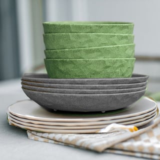 Servies biocirculair gerecycled - Koziol - Grijs-groen-beige
