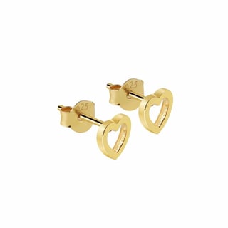 Gold Plated Big Open Heart Stud Earrings - Sterling Silver / Gold Plated