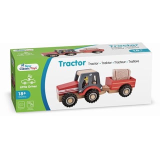 New Classic Toys Houten Tractor Met Aanhanger en Hooibalen +18 Mnd