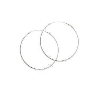 Gold Plated Hoop Earrings 25 MM 1,2 MM - Sterling Silver / Silver / 25MM