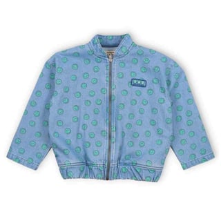 The New Society Smiley Denim Bomber Jacket