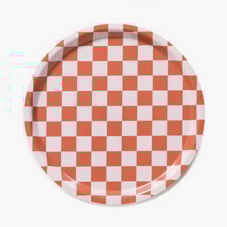Blu Kat Dienblad/coral Sand Checker Rond 31cm