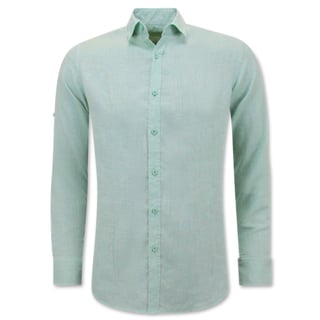 Linnen Overhemd Heren - Regular Fit - Casual Blanco - Groen