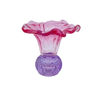 Kandelaar-Waxinehouder Bloem Roze-Lila Glas 13x12cm