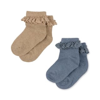 Konges Slojd 2 Pack Lace Lurex Socks Sand Blue