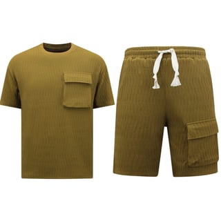 Ribbed Oversized Zomerset Heren - SET - Licht Brown