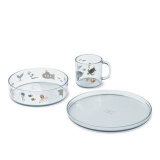 Liewood Siva Printed Tritan Tableware Set - Kinderservies - Sea Creature / Sandy