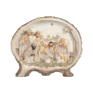 Beeld 3-D Kerststal Bethlehem Beige Kunststof 18x15cm