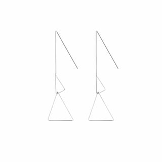 Gold Plated Double Triangle Hanging Earrings - Sterling Silver / Silver