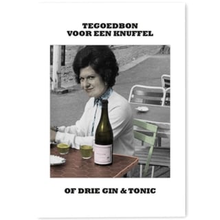 Postkaart - Tegoedbon Voor Een Knuffel, of Drie Gin & Tonic