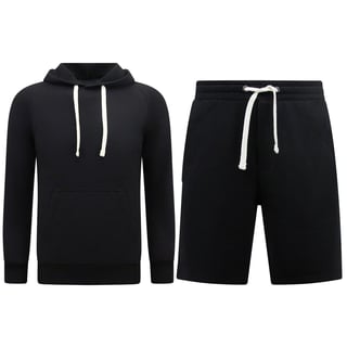 Hoodie Heren - Sweat Short Heren - SET - Zwart