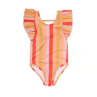 Sproet & Sprout Ruffle Swimsuit Stripes Nectarine