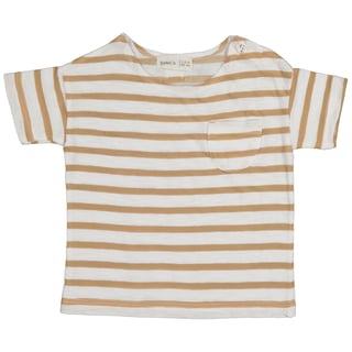 OCEAN- Striped Slub cot.T-Shirt - Tan