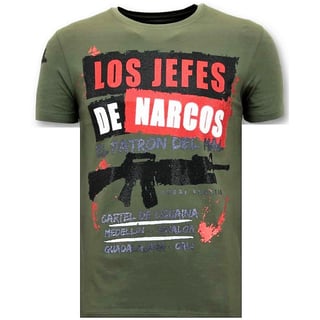 Heren T-Shirt Rhinestone - Los Jefes De Narcos - Groen