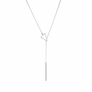 Rose Gold Plated Necklace with Triangle and Rod - Silver Plated Brass