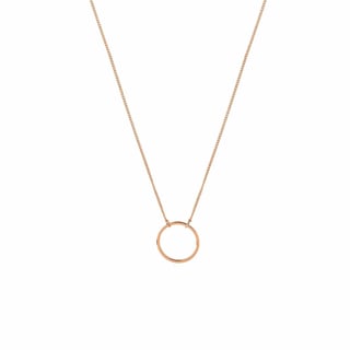Silver Plated Necklace with Circle - Rose Gold Plated Brass