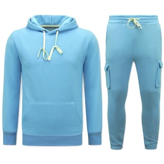 Joggingpak Heren Volwassenen - Oversized Huispak - Dik Geweven - Blauw