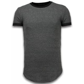3D Encrypted T-Shirt - Long Fit Shirt Zipped - Grijs