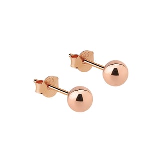 Classic Gold Plated Stud Earring 7 MM - Sterling Silver / Rose Plated