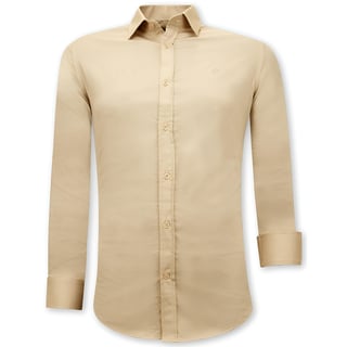 Luxe Blanco Moderne Satijn Overhemd - Slim Fit - 3070 - Beige