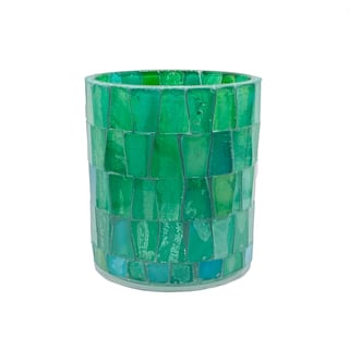 Waxinelichthouder Groen Mozaïek Glas 8x9cm