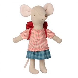 Maileg Tricycle Mouse, Big Sister with Bag - Red