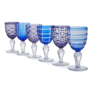 Wijn Glazen Cobalt Mix Blauw-Paars 8x17cm Set Van 6