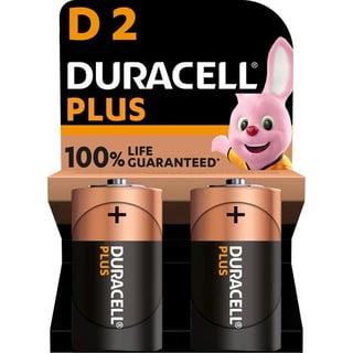 Duracell Plus Alkaline 100% D 2 St