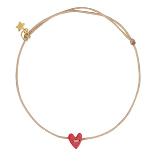 Bibi Camille Heart Rope Bracelet Gold Plated Coral