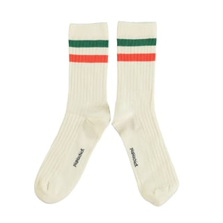Piupiuchick Socks Ecru with Orange & Green Stripes