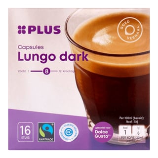 PLUS Koffiecapsules Lungo Dark Fairtrade