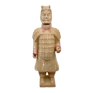 Beeld Chinese Soldaat Staand Strik Terracotta 15x42cm