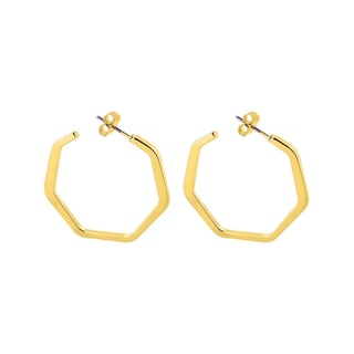 Silver Plated Hexagon Earrings - Gold Plated