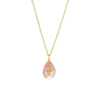 Edelsteen ketting - Pink & Gold - OneSize